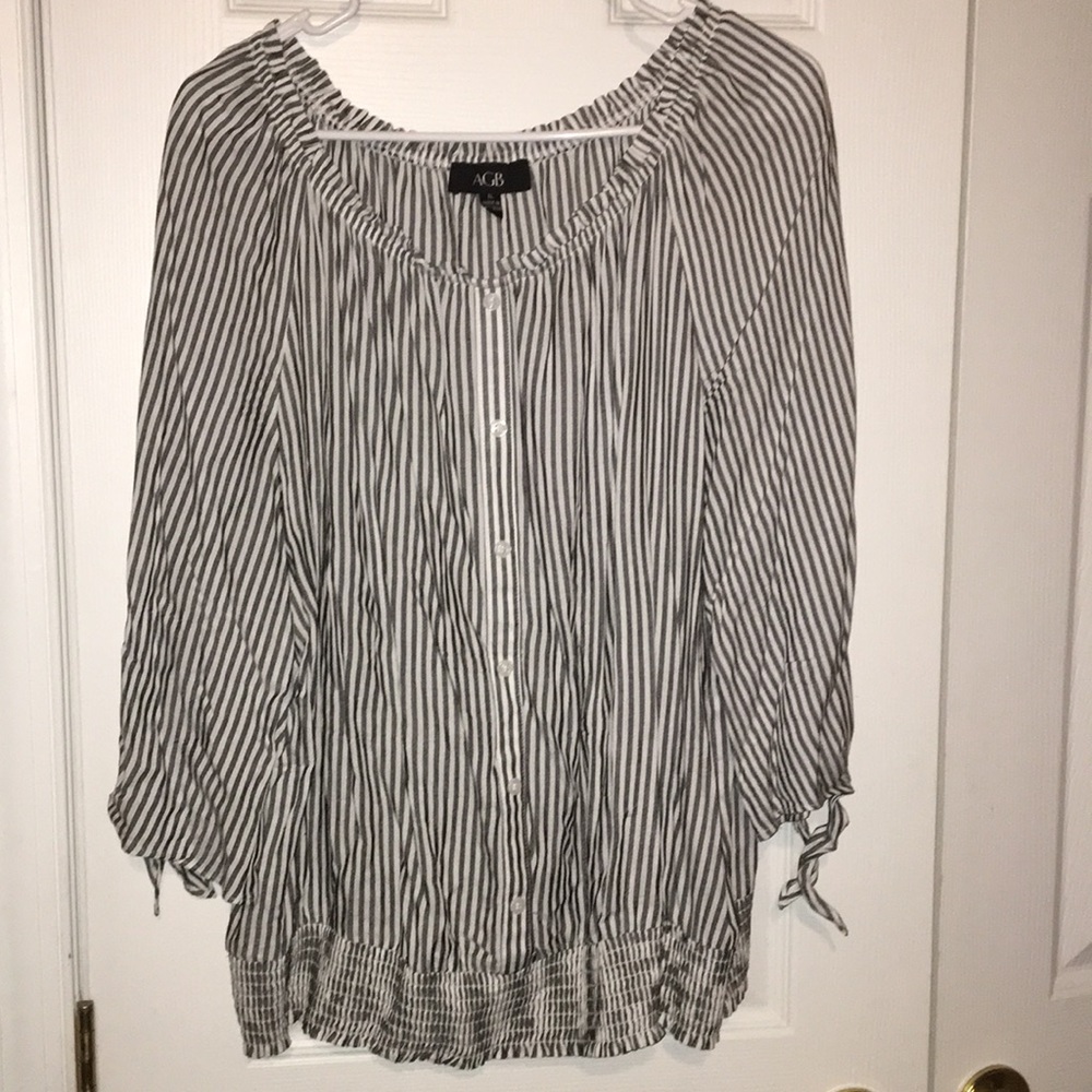 AGB Grey and White Stripped Blouse